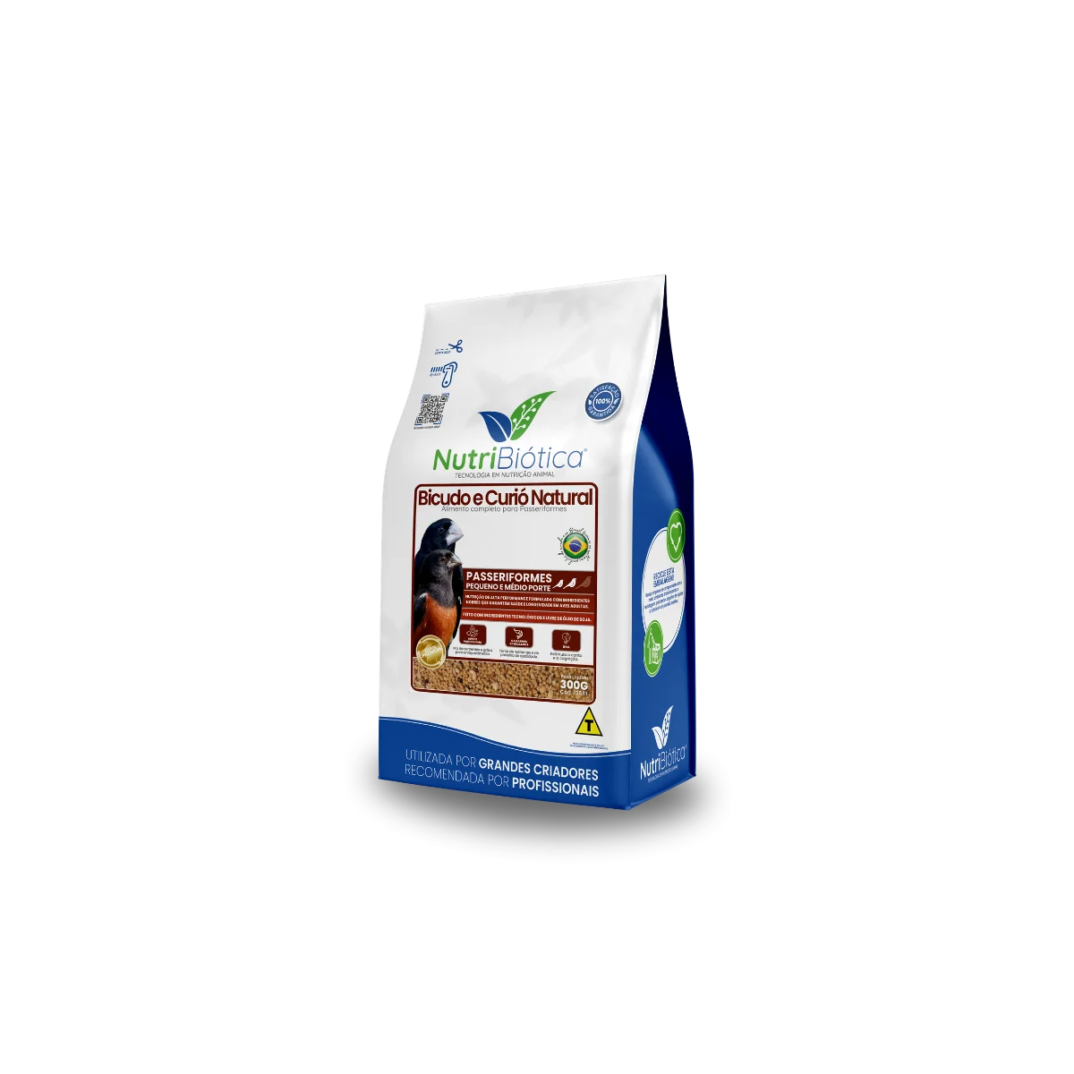 Ração Bicudo e Curió Natural NutriBiótica Super Premium 300g - Imagem 2